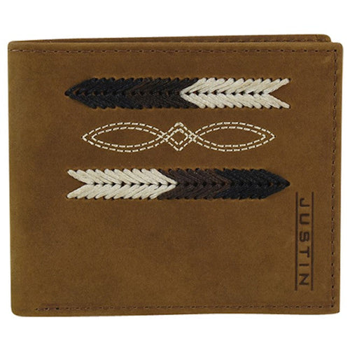 Justin Brown Bi-Fold Wallet with Embroidered Chevrons