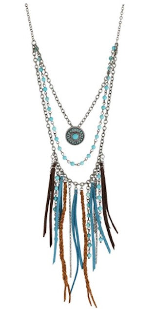 Justin Western 3 Layer Necklace with Bead & Suede Accents