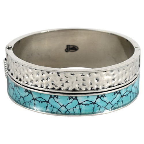 Justin Ladies' Hammered Cuff Bracelet with Turquoise Pattern