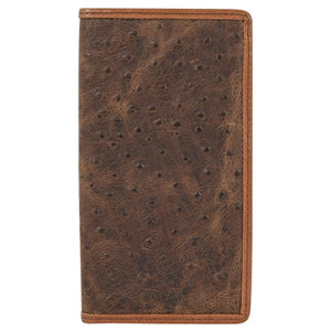 Tony Lama Leather Rodeo Wallet with Ostrich Print