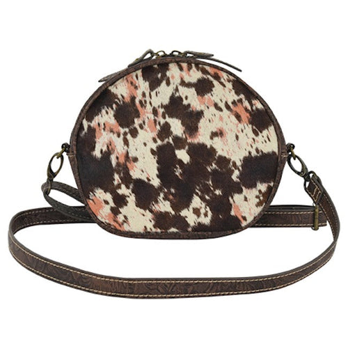 Tony Lama Hair-On Hide Canteen Crossbody with Tooled Accents