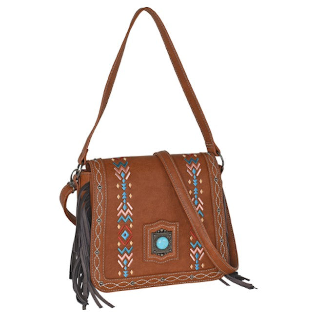 Western Faux Leather Multi-Colored Crossbody Purse with Embroidery