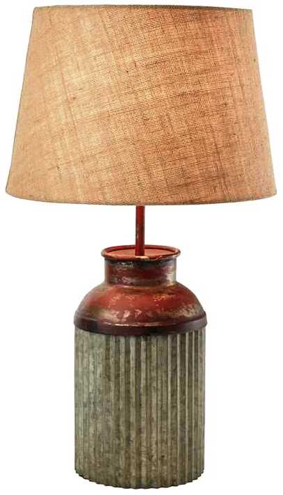 Crimped Tin Canister Lamp with Shade