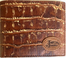 Load image into Gallery viewer, Justin Croc Leather Distressed B-Fold Wallet