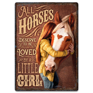 "Horses - Little Girl" Western Tin Sign