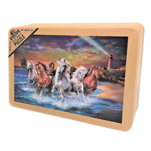 Load image into Gallery viewer, &quot;Horses on Seashore&quot; Jigsaw Puzzle with Tin Box