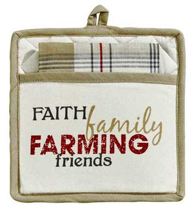 "Faith, Family, Farming, Friends" Pot Holder Set