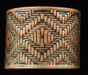 Western Copper & Turquoise Aztec Rope Design Cuff Bracelet