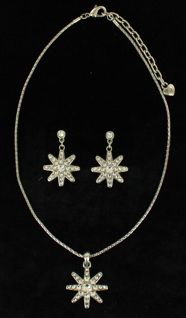 Western Spur Rowel Crystal Necklace & Earrings