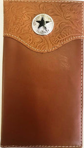 Western 2-Tone Leather Rodeo Wallet with Texas Star Concho