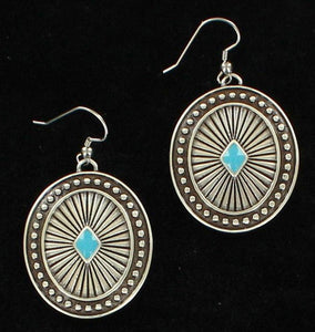 Native American Oval Shaped Earrings with Turquoise Stones