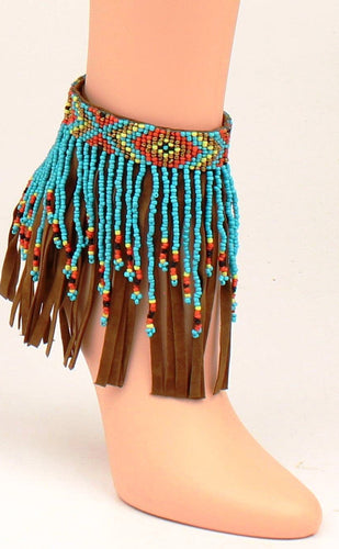 Boot Ankle Bracelet - Fringe Turquoise