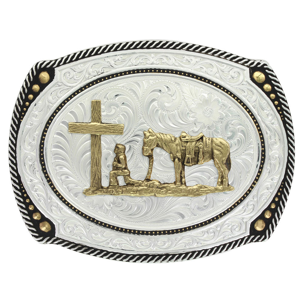 Roped Cameo Christian Cowboy Buckle