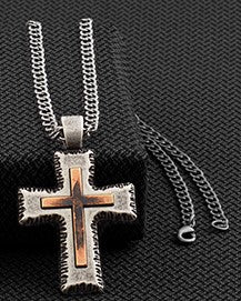 Twister Men's Cross Necklace 22"