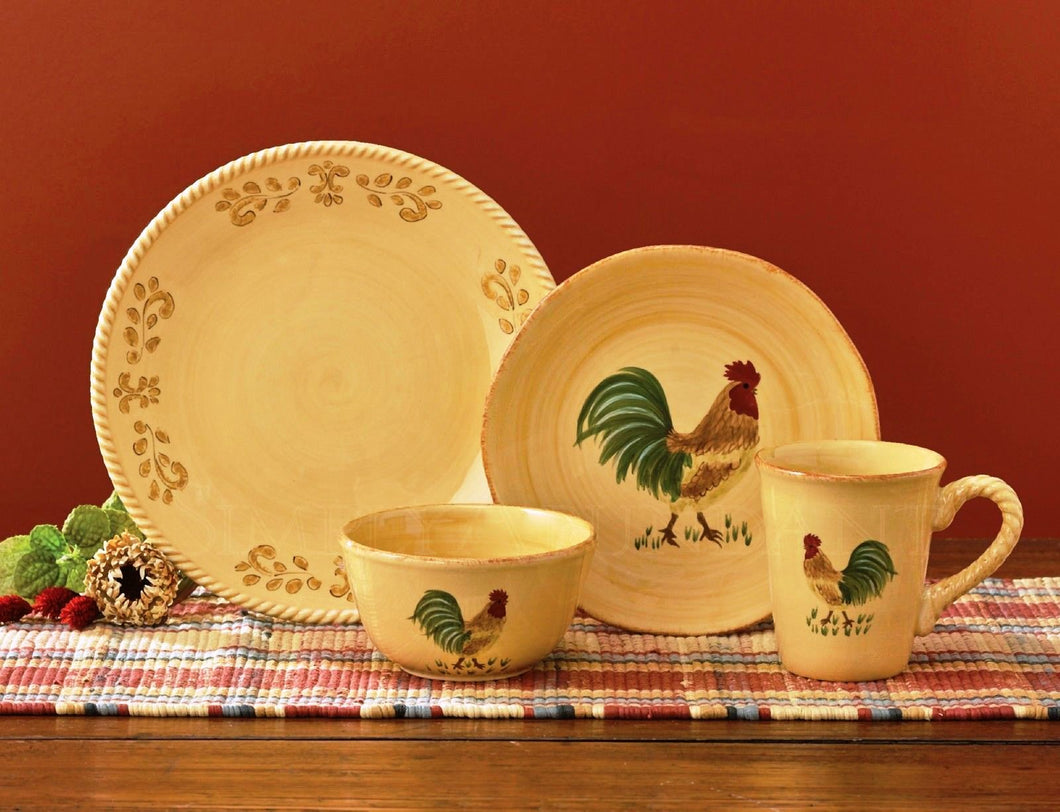 Free Range Dinnerware by Park Designs, Tuscan Pattern with Chanticleer, Rooster