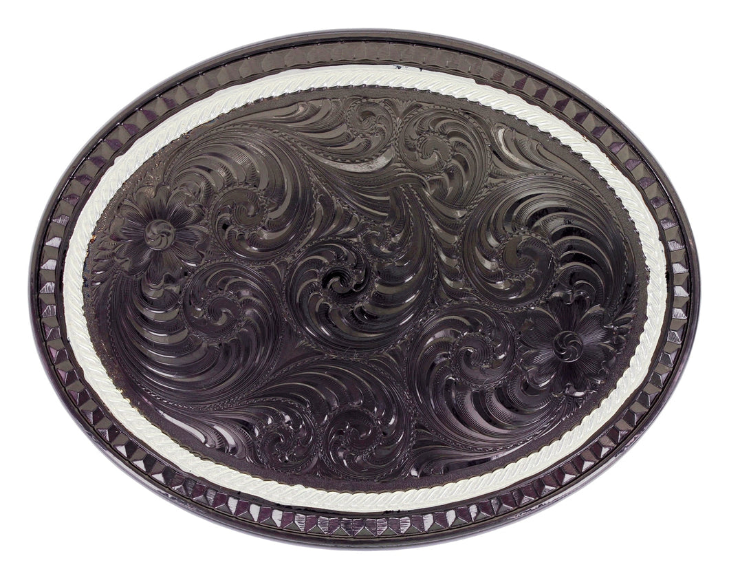 Silver Lining Gunmetal Oval Belt Buckle - Made in the USA!