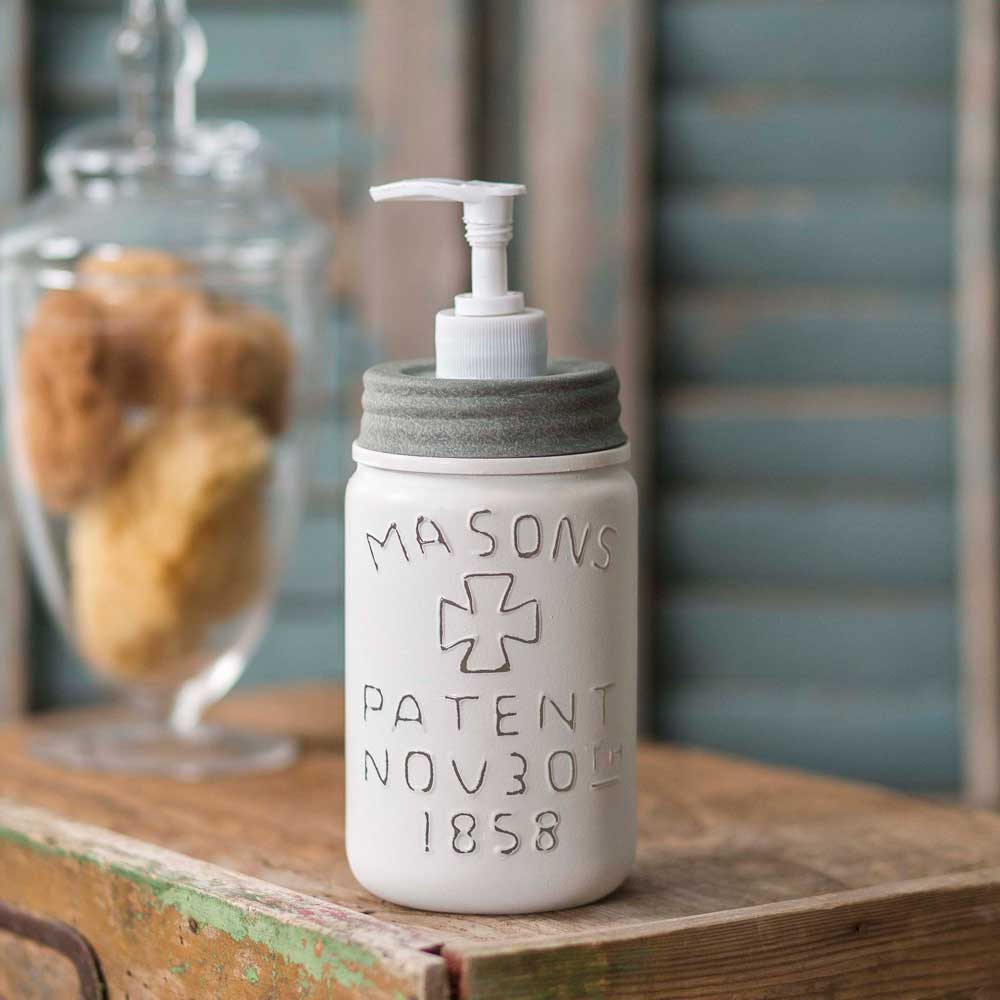 White Pint Mason Jar Soap Dispenser