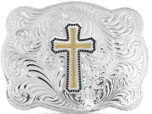 Simple Scalloped Silver Golden Faith Buckle - Made in the USA