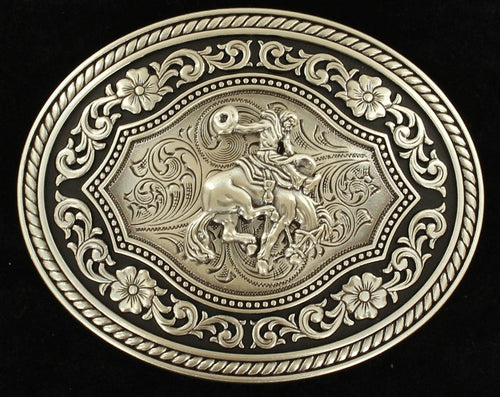 Saddle Bronc Men's Oval Belt Buckle