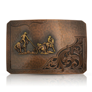 Rough Out with Team Roper Belt Buckle - Made in the USA!