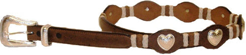 (3DB-7722) Western Ladie's Scalloped Belt with Silver Hearts 1