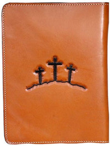 (3DB-BI193) Praying Cowboy Natural Tooled Leather Bible Cover