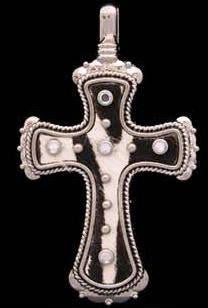 (3DB-FSP0105RHZE) Western Zebra Hair Inlay Cross Pendant