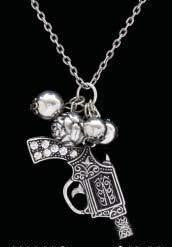 (3DB-N1115C) Western Antique Silver Pistol Necklace