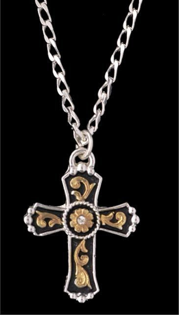 Tri color cross necklace top
