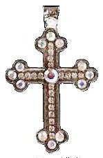 (3DB-PD0066C) Western Silver Cross Pendant with CZ Stones