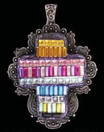 (3DB-PD1007MUL) Western Multi-Colored Cross Pendant