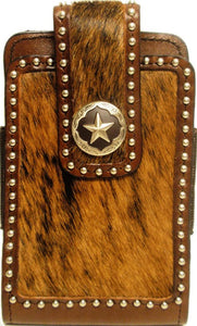 (3DB-PH644) Western Hair-On Cell Phone Holder with Star Concho for Samsung Notebooks