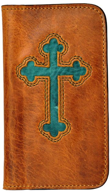 (3DB-PH937) Honey & Turquoise Cross Cell Phone Case/Wallet for Samsung Galaxy S®4