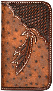 (3DB-TLPH027) Western Ostrich/Feather Cell Phone Case/Wallet for Galaxy Samsung S4 by Tony Lama