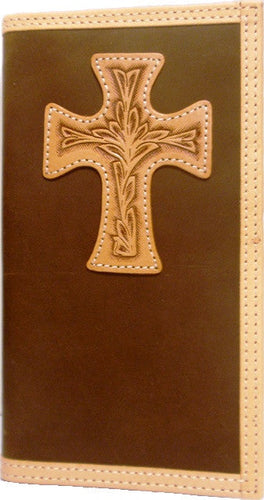 (3DB-WJB092) Western Brown Rodeo Wallet with Natural Cross by Justin