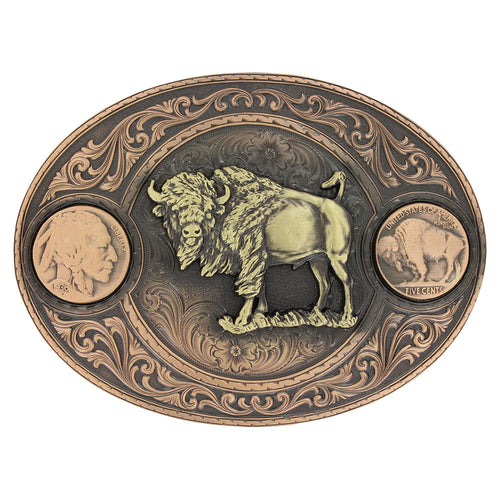 Buffalo Indian Head Nickel Miner's Belt Buckle with Buffalo