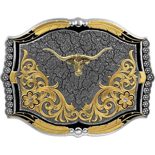 Cracked Earth Longhorn Steer Head Belt Buckle - Made in the USA!
