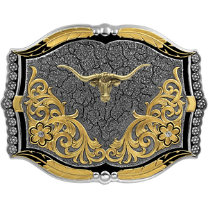 Cracked Earth Longhorn Steer Head Belt Buckle - Made in the USA!