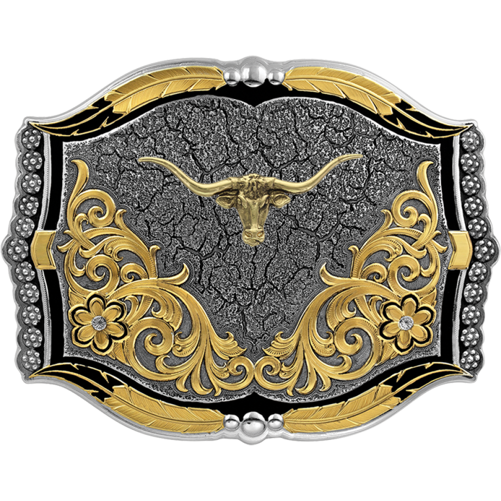 Cracked Earth Longhorn Steer Head Belt Buckle - Made in the USA!