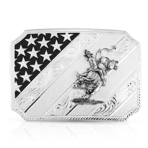 American Bull Rider Silver Buckle - Made in the USA