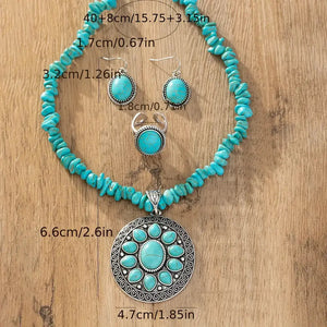 4-Piece Western Jewelry Set Turquoise