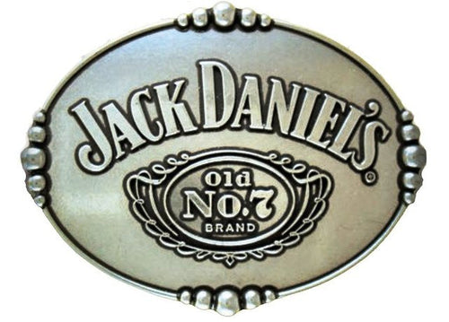 Jack Daniels Old No. 7 Silver Belt Buckle with Beaded Edge
