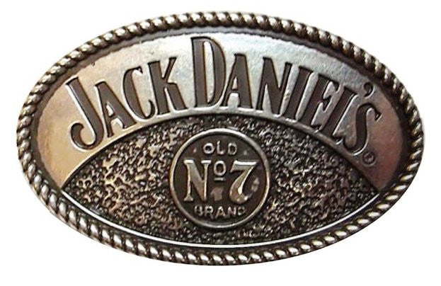 Jack Daniels Old No. 7 Silver Belt Buckle with Rope Edge
