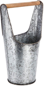 Tall Galvanized Metal Bucket with Handle - Large