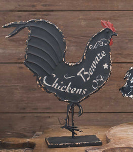 "Chickens Beware” Rooster Sign