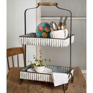 Whitewash Corrugated Two-Tier Tabletop Caddy