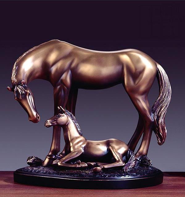 Mother and Foal Horse Sculpture