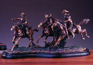 3 Cowboys and Horses Sculpture