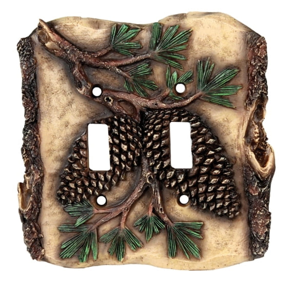 Pine Cone Electrical Double Switch Cover Plate