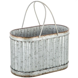 Ribbed Metal Bucket With Handles - Choose From 2 Sizes